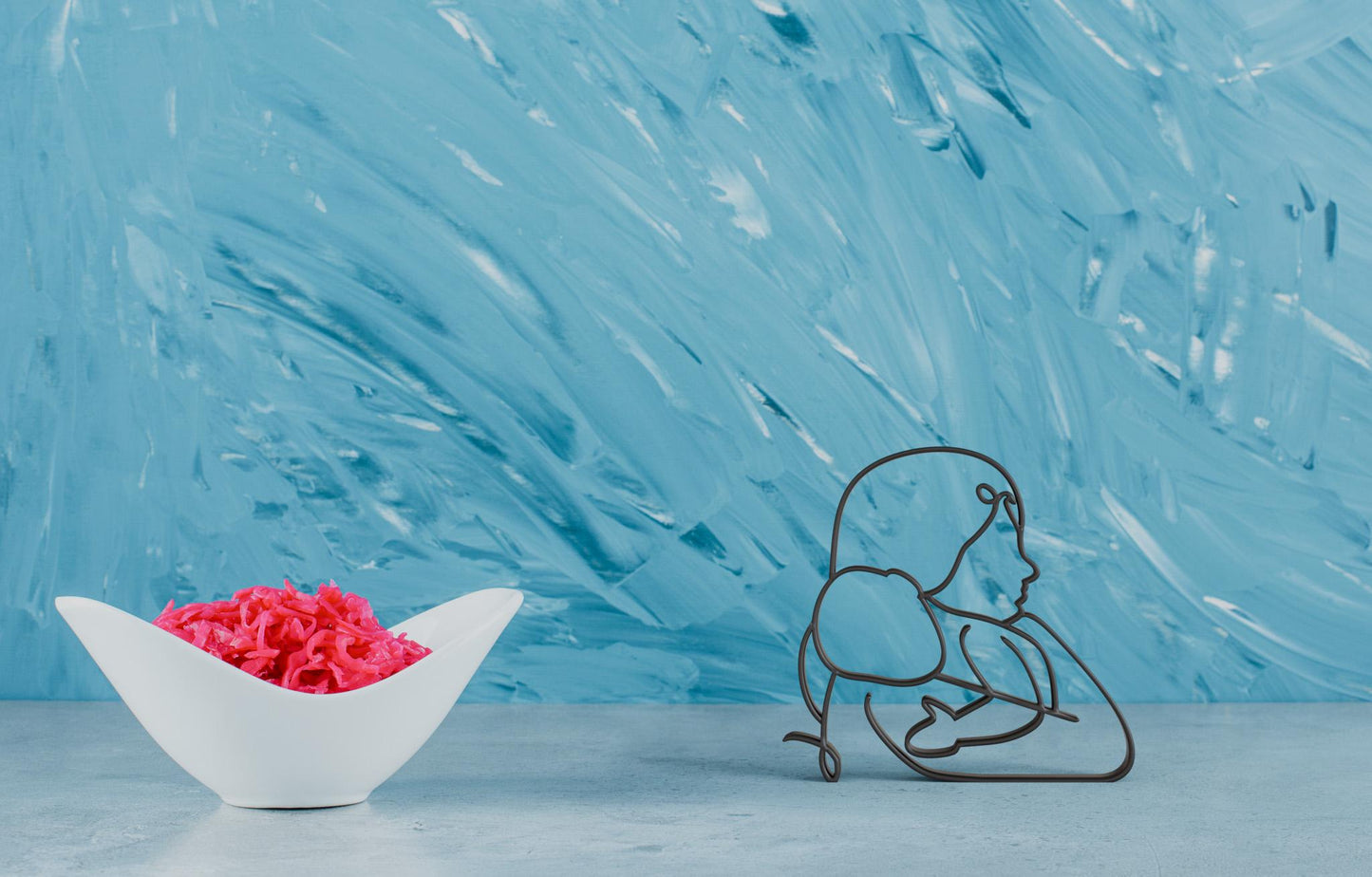 Maman et bébé Dessin au Trait - Sculpture Imprimée 3D, Cadeau Unique pour naissance