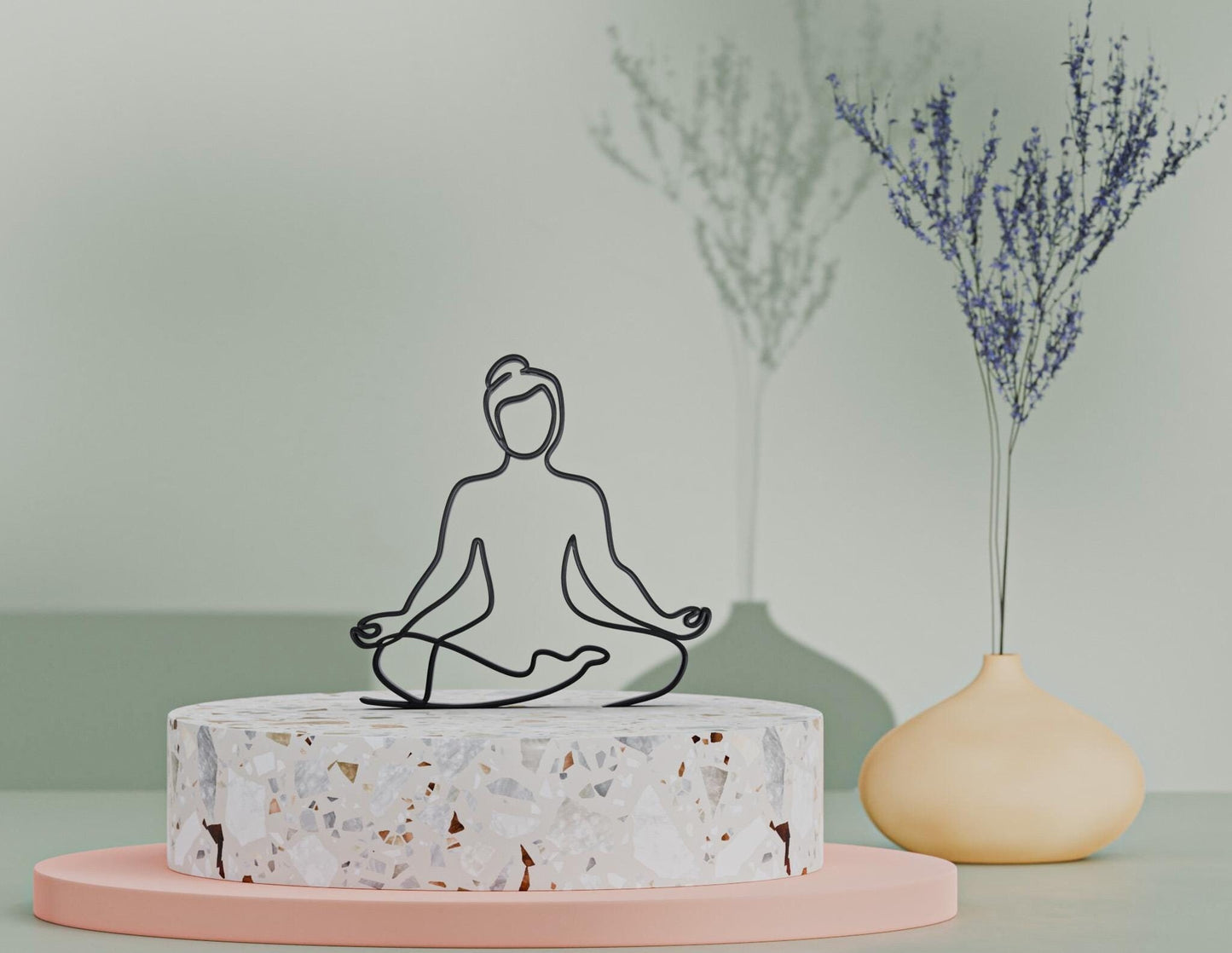 yoga dessin au Trait personnalisé - Sculpture Imprimée 3D, Cadeau Unique pour enthousiaste yoga, fan de yoga, idée cadeau