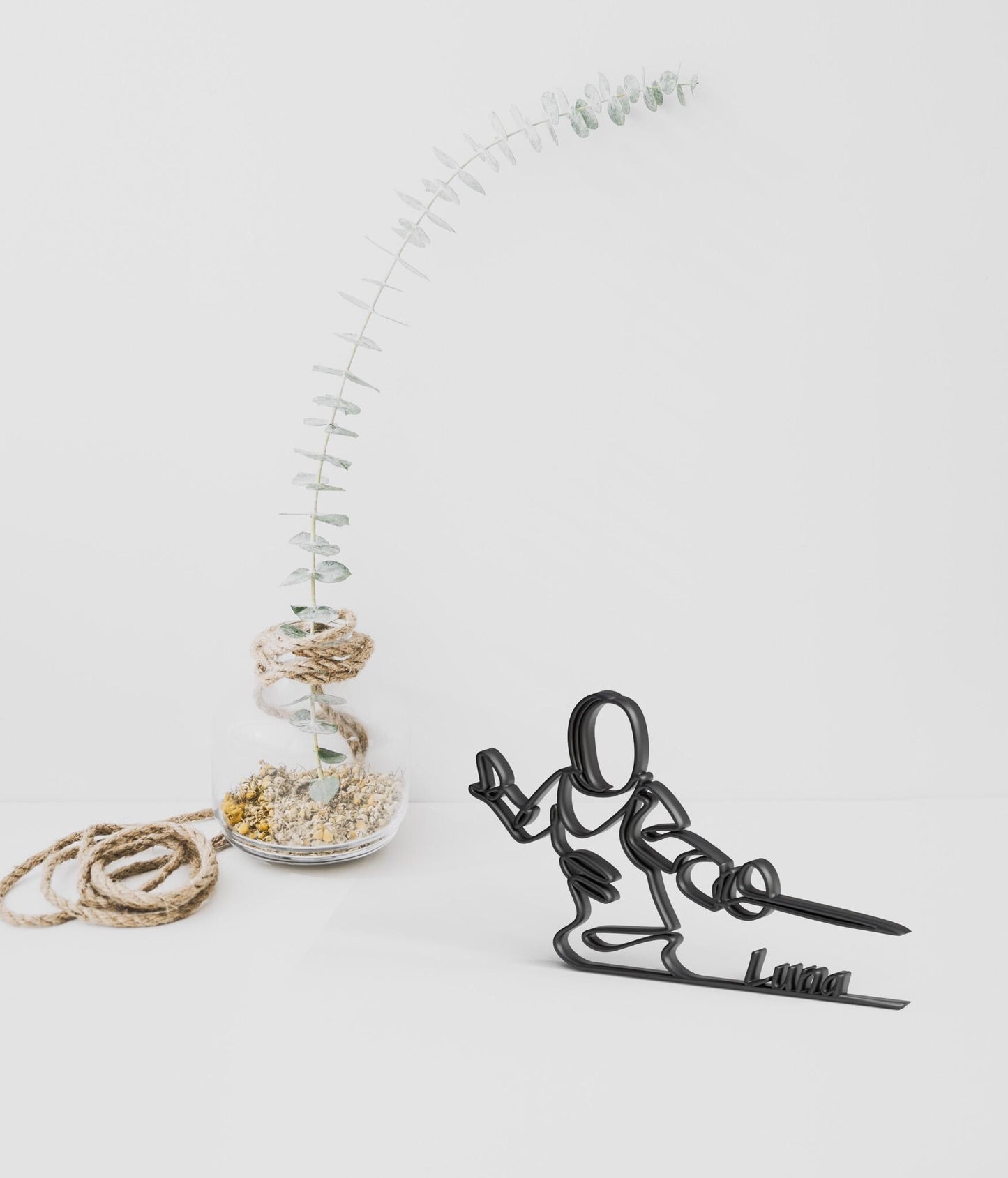 Escrimeur Escrimeuse, Sculpture en Dessin au Trait Personnalisé, idée cadeau unique d'escrime, Décoration Minimaliste pour Amateur d'Escrime