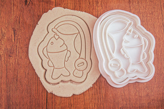 Emporte-pièce Canne à Pêche Créez des Biscuits Originales en Forme de Canne à Pêche, Cadeau Idéal pour les Amoureux de la Pêche et les Fêtes