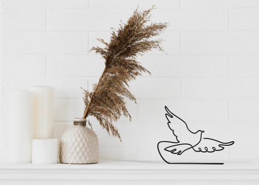 colombe dessin au Trait personnalisé - Sculpture Imprimée 3D, Cadeau Unique pour baptême, idée cadeau baptême