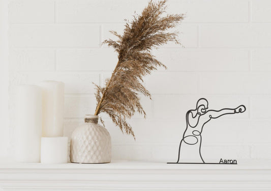 boxeur Dessin au Trait personnalisé - Sculpture Imprimée 3D, Cadeau Unique pour sportif, fan boxe anglaise