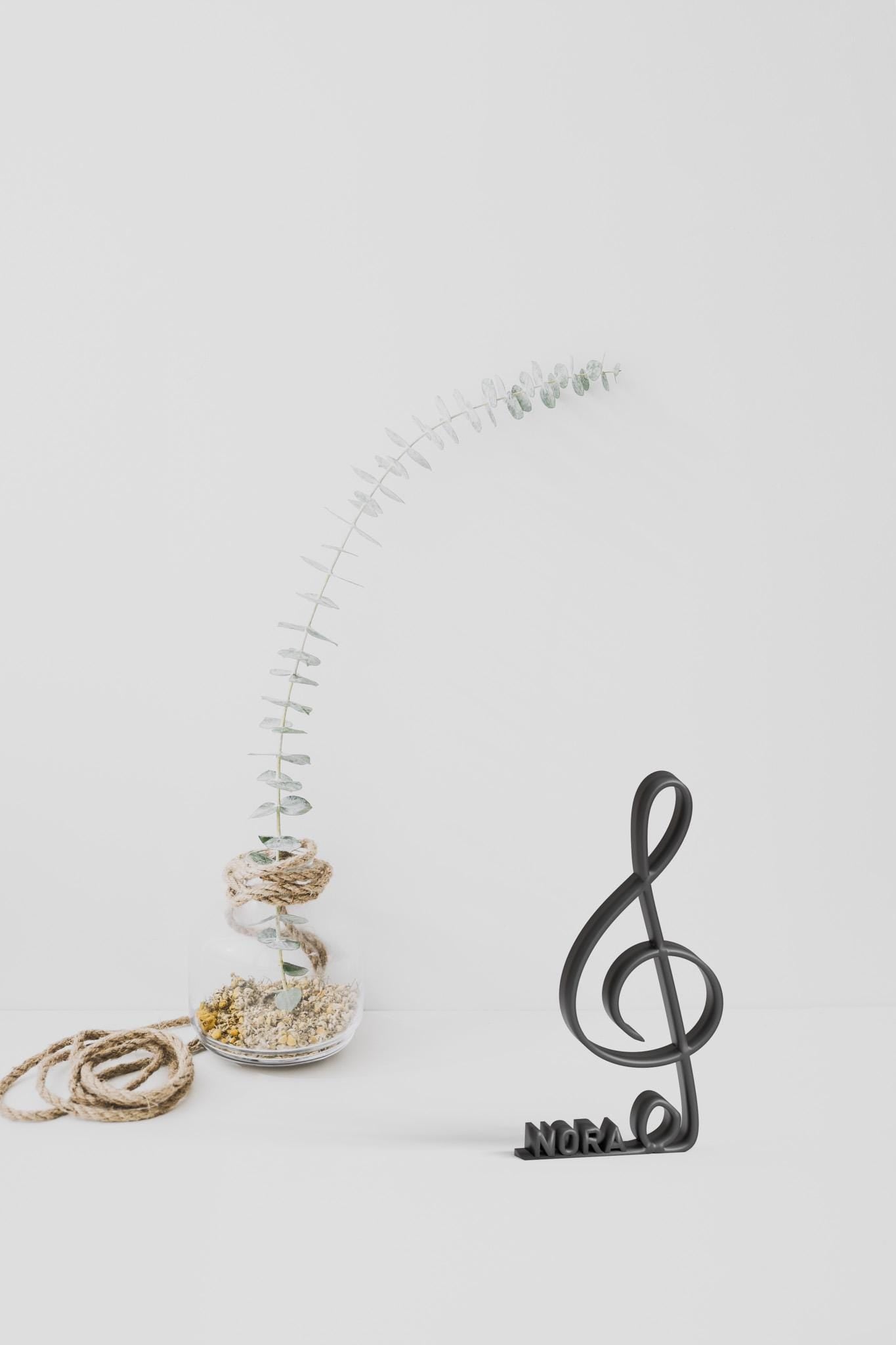 Clé de Sol dessin au Trait personnalisé - Sculpture Imprimée 3D, Cadeau Unique pour musicien, fan de musique, idée cadeau mélomane