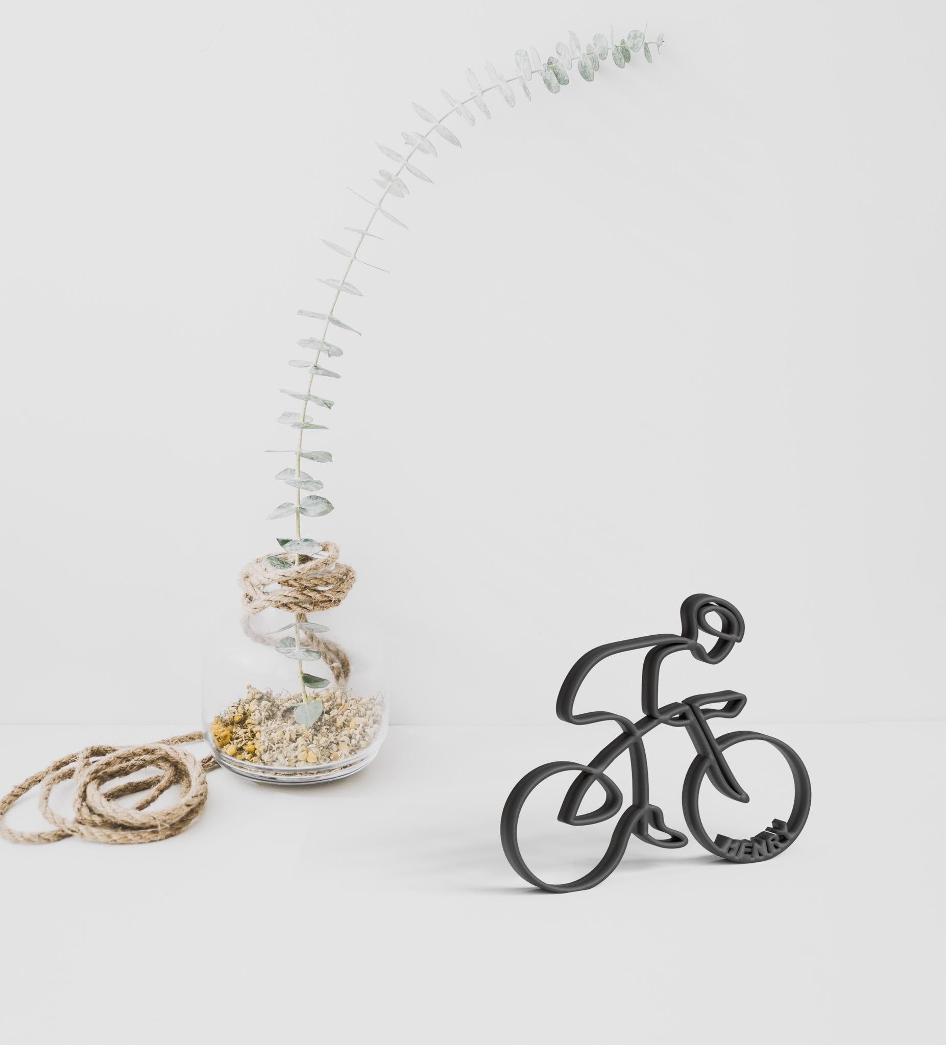 Cycliste - Sculpture en Dessin au Trait Personnalisé, Cadeau Imprimé en 3D Unique pour Amateur de Cyclisme, Décoration Minimaliste