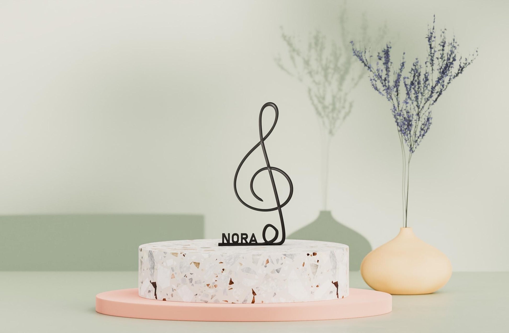 Clé de Sol dessin au Trait personnalisé - Sculpture Imprimée 3D, Cadeau Unique pour musicien, fan de musique, idée cadeau mélomane