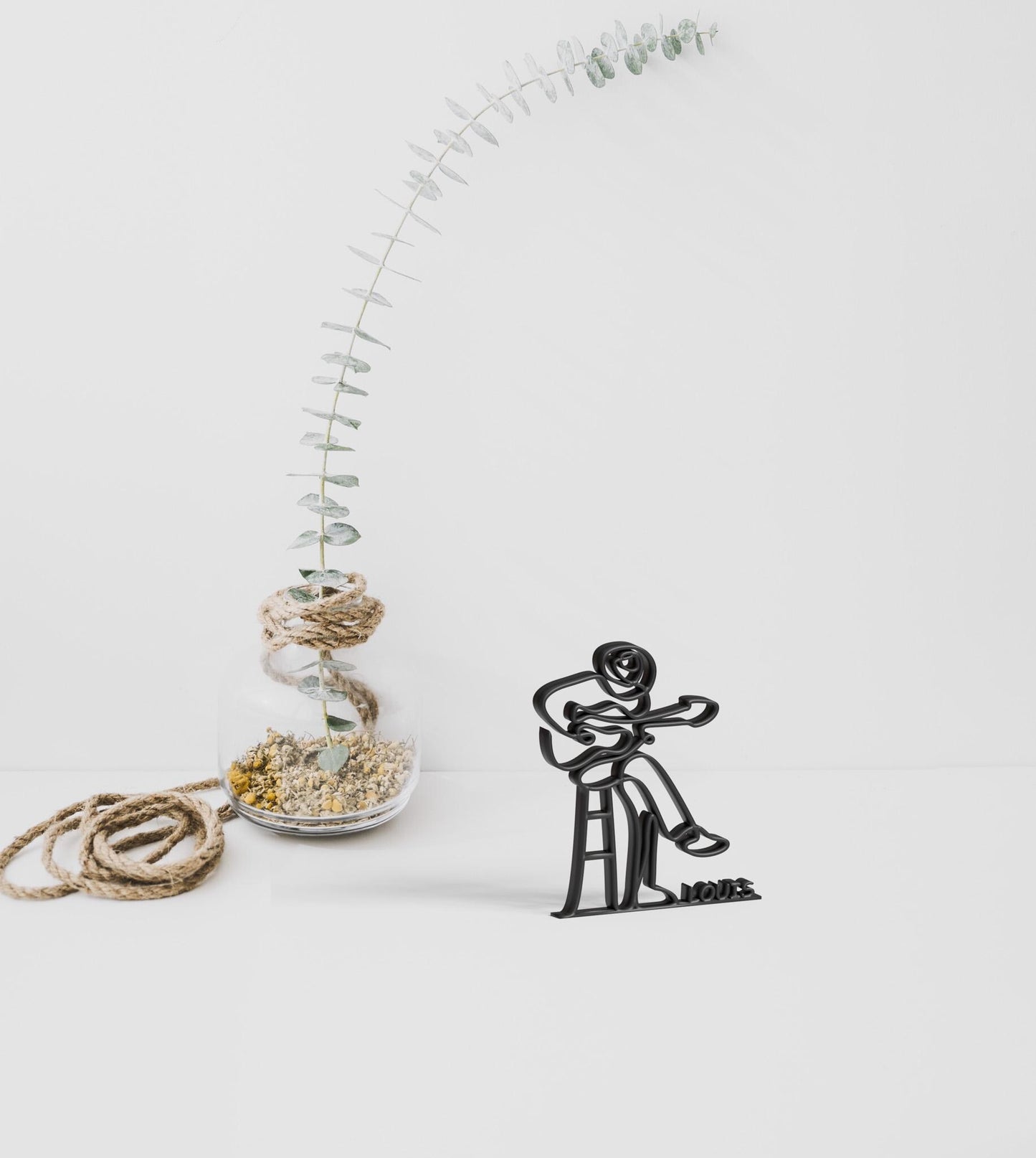 Guitariste Acoustique Design au Trait - Sculpture Personnalisée Imprimée 3D, Cadeau Unique pour Musicien, Décoration Minimaliste