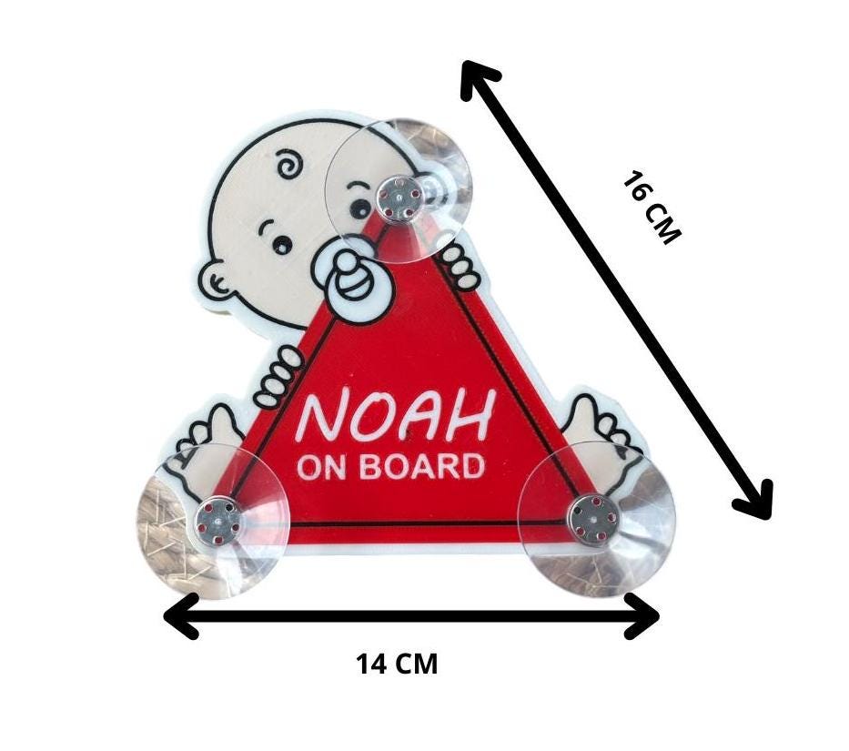 Bébé à Bord Personnalisé - Sticker Voiture avec Prénom, Panneau de Sécurité Enfant, Décoration Auto Unique Cadeau idéal pour jeunes parents