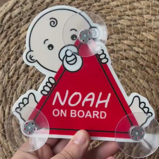 Bébé à Bord Personnalisé - Sticker Voiture avec Prénom, Panneau de Sécurité Enfant, Décoration Auto Unique Cadeau idéal pour jeunes parents