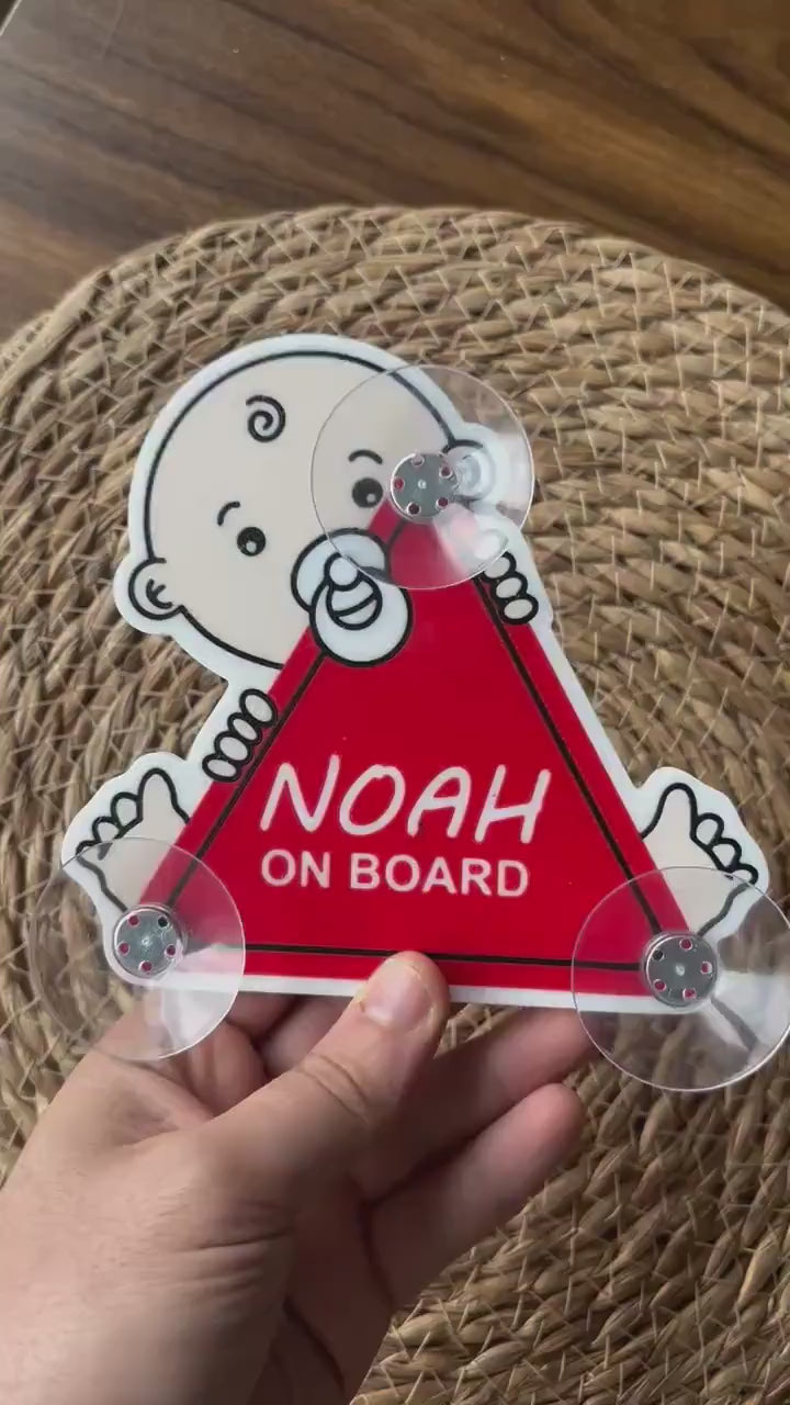 Bébé à Bord Personnalisé - Sticker Voiture avec Prénom, Panneau de Sécurité Enfant, Décoration Auto Unique Cadeau idéal pour jeunes parents