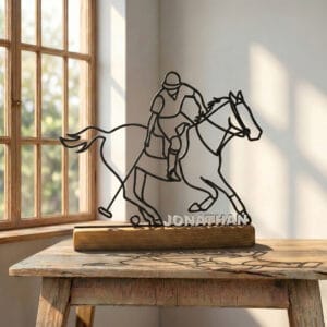 Sculpture Joueur de Polo | Décoration Équestre Minimaliste | Cadeau Cavalier et Cheval | Silhouette Sport Hippique | Art Cheval