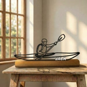 Sculpture Kayakiste Personnalisée Impression 3D | Figurine Kayak Rivières | Cadeau Passion Sports Nautiques | Décoration Nature Aventuriers!