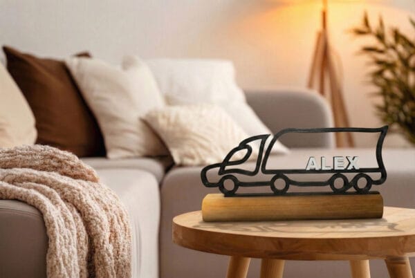 Cadeau Personnalisé Routier - Sculpture 3D Camion Poids Lourd - Décoration Bureau Transport & Logistique - Idée Cadeau Camionneur Retraite