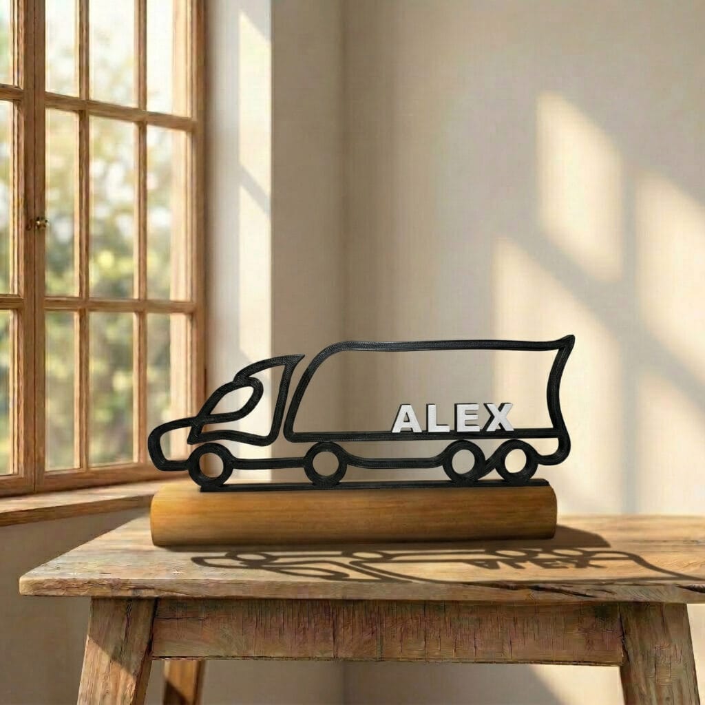 Cadeau Personnalisé Routier - Sculpture 3D Camion Poids Lourd - Décoration Bureau Transport & Logistique - Idée Cadeau Camionneur Retraite
