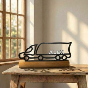 Cadeau Personnalisé Routier - Sculpture 3D Camion Poids Lourd - Décoration Bureau Transport & Logistique - Idée Cadeau Camionneur Retraite