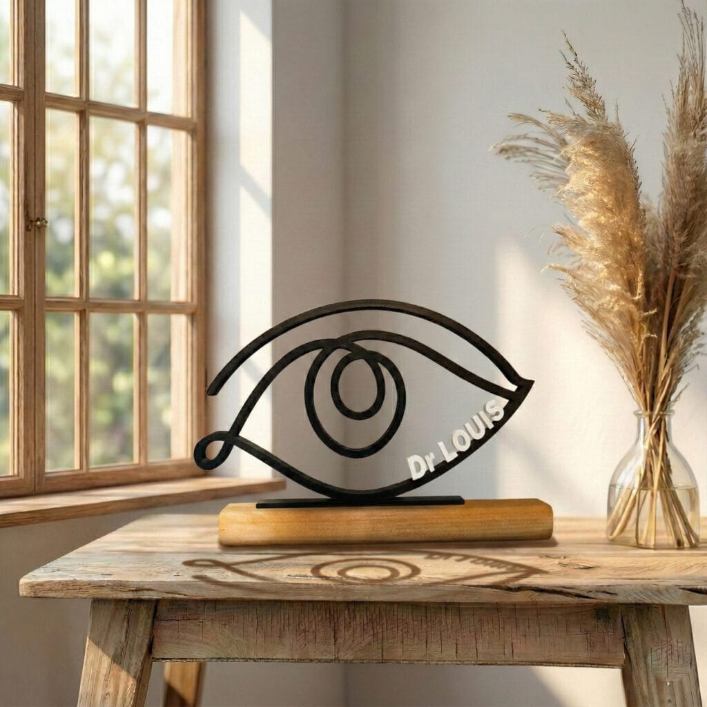 Sculpture Ophtalmo Personnalisée Impression 3D | Figurine Médecin des Yeux Vue | Cadeau Professionnel Santé Visuelle