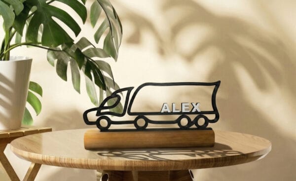 Cadeau Personnalisé Routier - Sculpture 3D Camion Poids Lourd - Décoration Bureau Transport & Logistique - Idée Cadeau Camionneur Retraite
