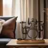 Cadeau pour batteur : sculpture de batteur imprimée en 3D sur socle en bois, Cadeau pour batteur : sculpture de batteur imprimée en 3D sur socle en bois,