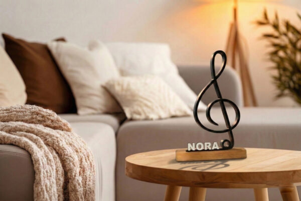 Cadeau musicien – Clé de sol 3D personnalisable sur socle en bois Cadeau musicien – Clé de sol 3D personnalisable sur socle en bois