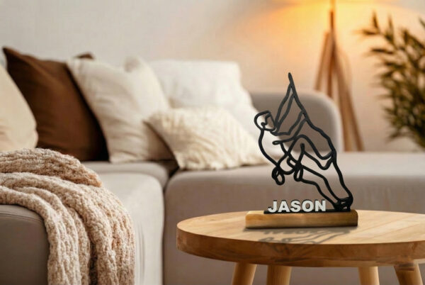 Cadeau escalade – Grimpeur 3D personnalisable sur socle en bois