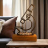 Cadeau pour scientifique – Sculpture 3D personnalisable, socle en bois