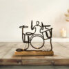 Cadeau pour batteur : sculpture de batteur imprimée en 3D sur socle en bois, Cadeau pour batteur : sculpture de batteur imprimée en 3D sur socle en bois,